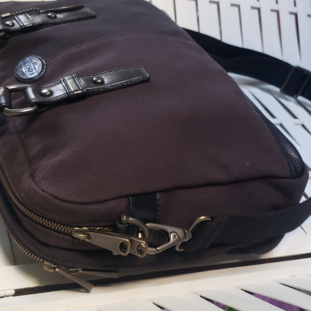 Fossil Black Canvas Messages Bag - image 3